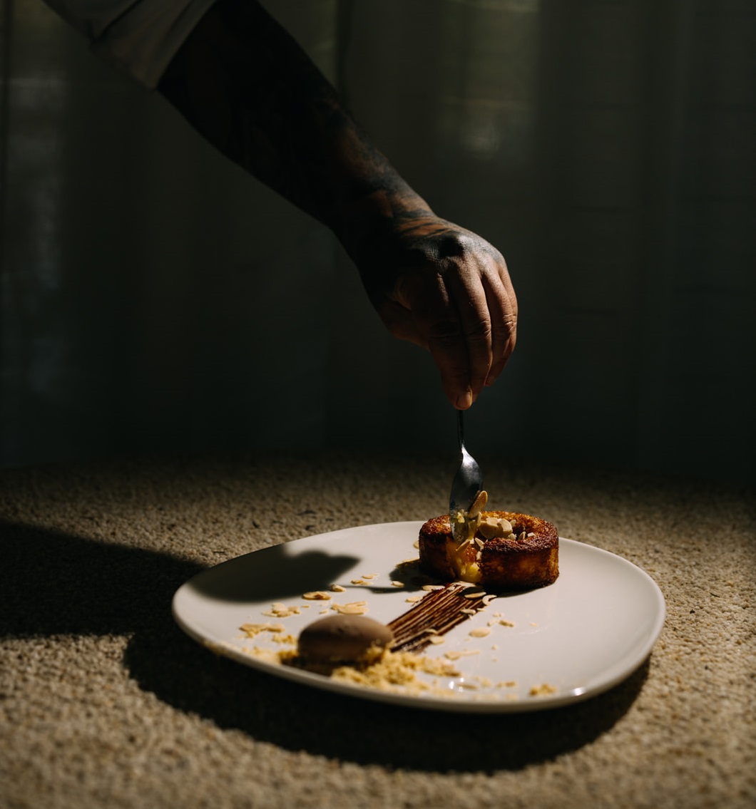 Elegant dessert presentation with artistic plating